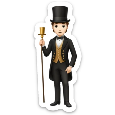 Elegant 19th century man wearing a top hat, standing sticker