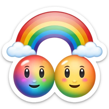 Two skin colored orbs with a rainbow coming out of them sticker
