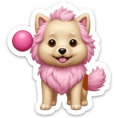 pink girly dog playing fetch sticker