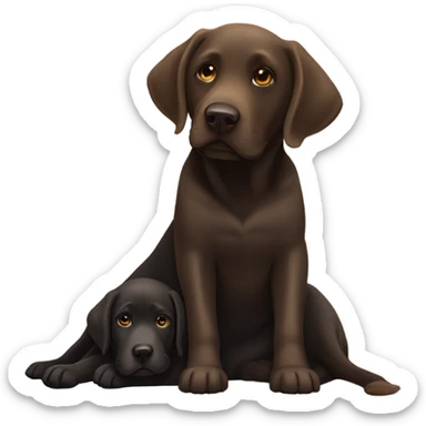  Black Labrador and brown Labrador lying on each other sticker