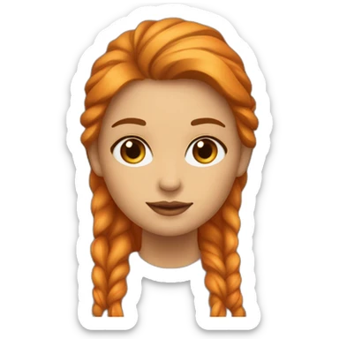 Mujer Pelo naranja pelo largo con raya al medio tono de piel claro y ojos color marrón claro sticker