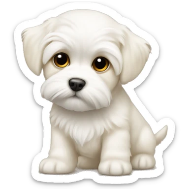 White and cream Maltese puppy sticker
