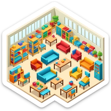 Isometric furniture factor sticker