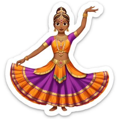person performing Indian classical dance, colorful costume sticker