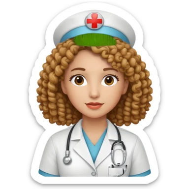 curly nurse sticker