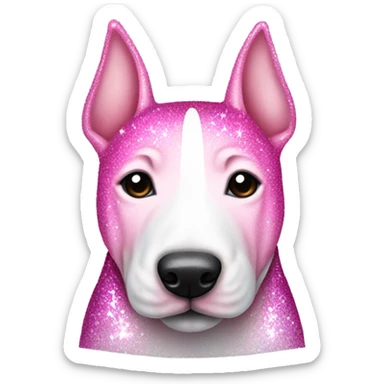 Pink ombre full-body bull terrier with glitter sticker
