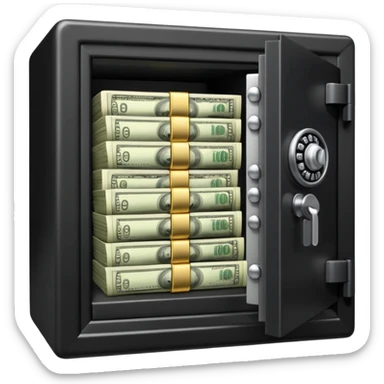 caja fuerte abierta con dinero sticker