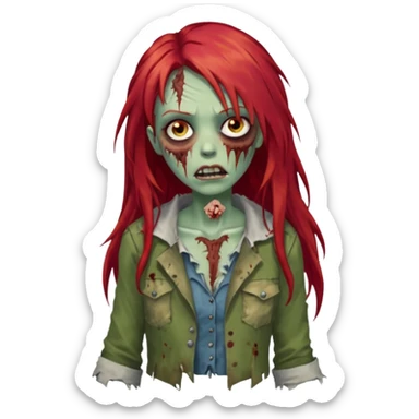 Franja cabelo ruivo comprido zombie sticker