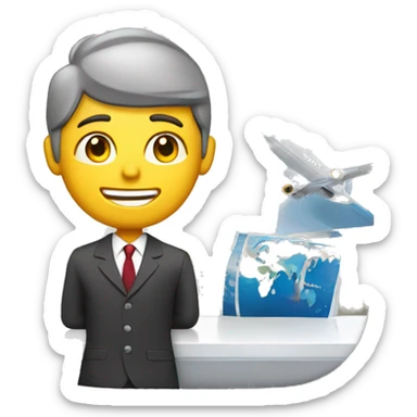 Corporate traveller booking flight on app sticker
