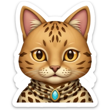 ancient cat wearing animal skin cloth sticker