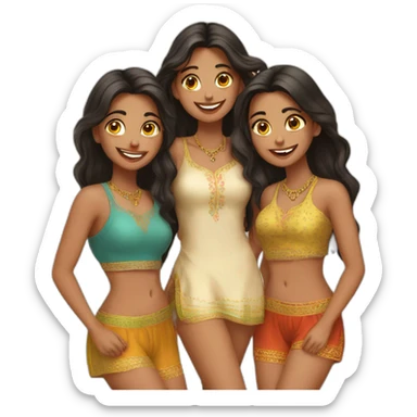 Three girl friends having fun Indian sticker