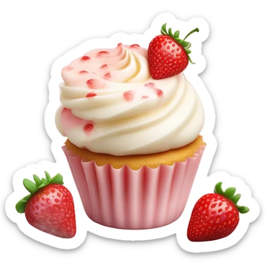 Cupcake with Strawberry cheesecake  bites sticker