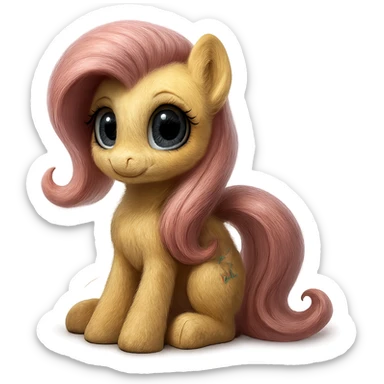 Remove the background and keep only Fluttershy in a realistic style, preserving transparency. sticker