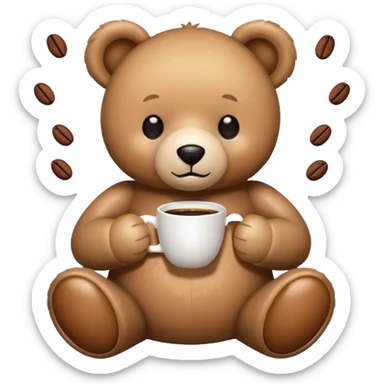 Teddy bear and coffee surrounded by camera flashes sticker