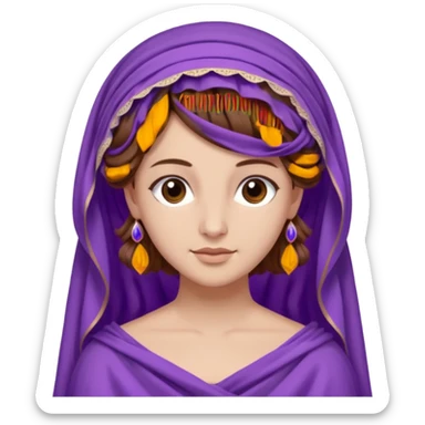 Odysseus' wife Penelope Greek myth brown hair purple cloth half updo veil sticker