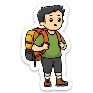 lost hiker with confused expression sticker