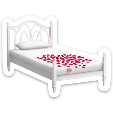white Valentine’s Day bed with rose petals sticker