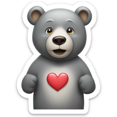 realistic-happy-grey-bear-with-head-in-the-form-of-hearts sticker