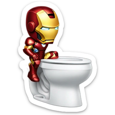 Iron man pooing on toilet sticker