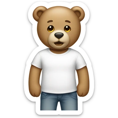 Beige teddy bear wearing a white t shirt  sticker