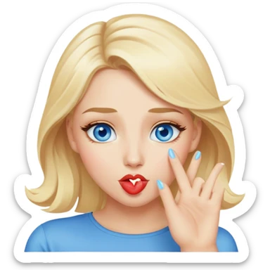 blonde woman with blue eyes and blonde hair blowing kisses sticker