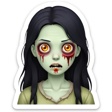 zombie girl with long (not much) black hair sticker