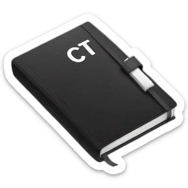 black book with white logo "ct" sticker