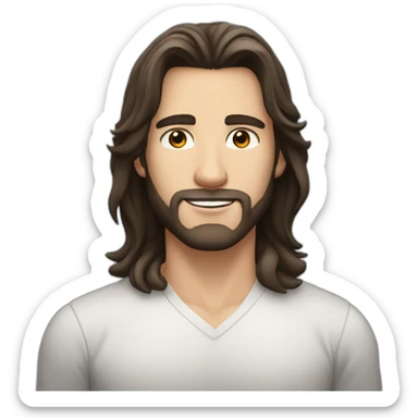 beautiful white man with dark brown mid long hair and no beard sticker