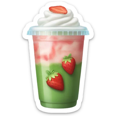 iced strawberry matcha latte in a plastic cup  sticker