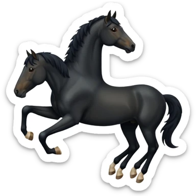 Black full horse two legs up emojis  sticker