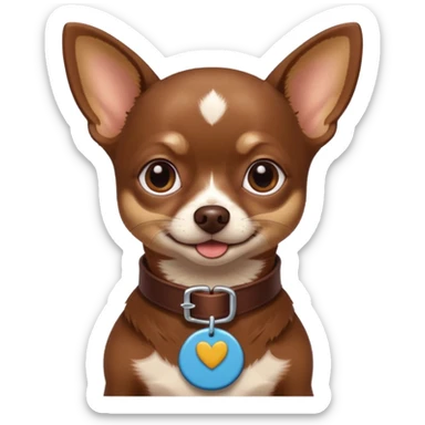 Chihuahua color chocolate, con un collar con su nombre "Charly" sticker