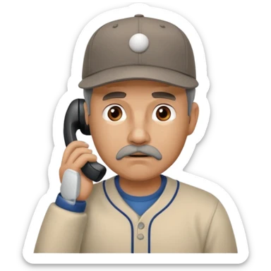 A man on the phone about to make a complaint but dad sticker