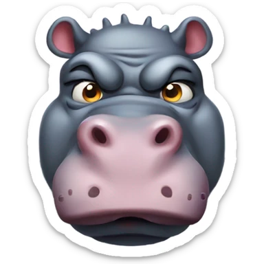 Angry hippo sticker