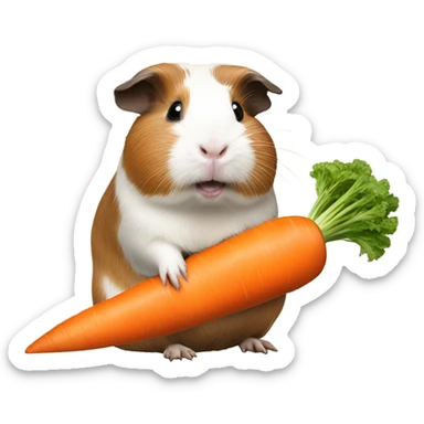A guinea pig riding a carrot  sticker