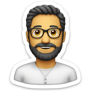 Hombre calvo con barba canosa y gafas pasta grandes i negras sticker