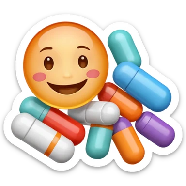 apochons avec des médicaments dedans qui sourient et rigolent sticker