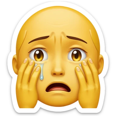 Very very very sad in anguish crying yellow emoji head  sticker