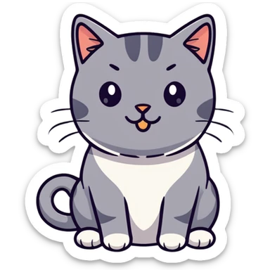British short-hair cat with a silly face sticker