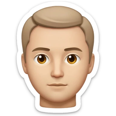 A bust of Maxim Martsinkevich (Tesak) in emoji style, neutral expression, short hair, realistic but stylized sticker