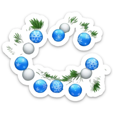 blue Christmas wreath sticker