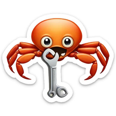 crab holding a wrench  sticker