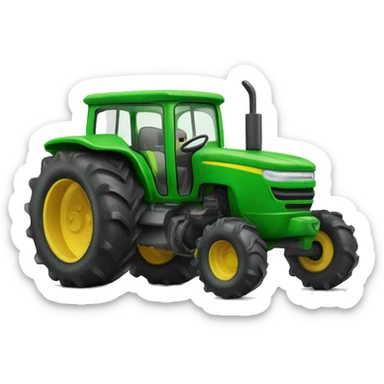 Tractor verde con su carro sticker