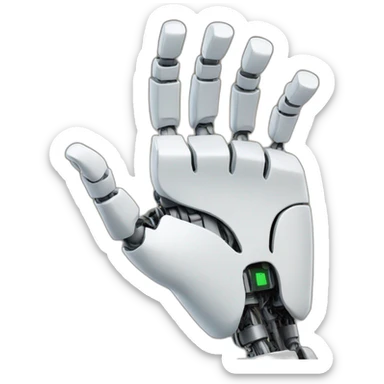 a robot stretch left hand, portrait sticker