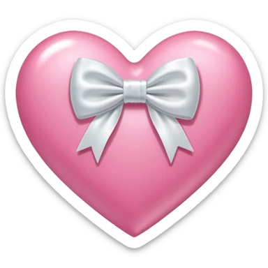 Pink heart with white bow  sticker