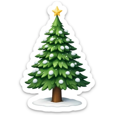 Christmas tree with white lights in nature and snow on top sticker