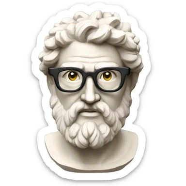 Ancient Greek King Odysseus Statue Face Only, Nerd, Glasses, Off-white, No color sticker