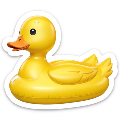 duck-shaped inflatable pool float floating on water, bright yellow rubber duck design, glossy plastic texture, gentle water ripples, summer pool vibe, 3D cartoon style, mobile game icon style, clean composition, no people, no text, no watermark

 sticker