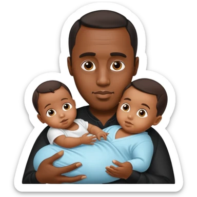 Sean “Diddy” Combs with baby oil and a very small infant sticker