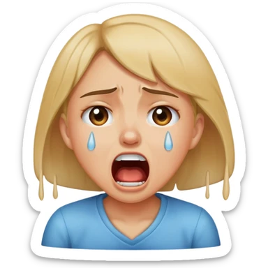 Girl screaming Crying really hard with tears sticker