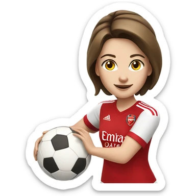 Pretty white woman in Arsenal jersey with short brown hair kicking a soccer ball sticker